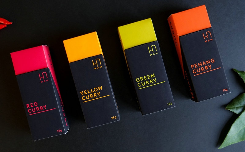 咖喱包裝設計，把制作泰國咖喱的所有主要原料打包成一個包裝