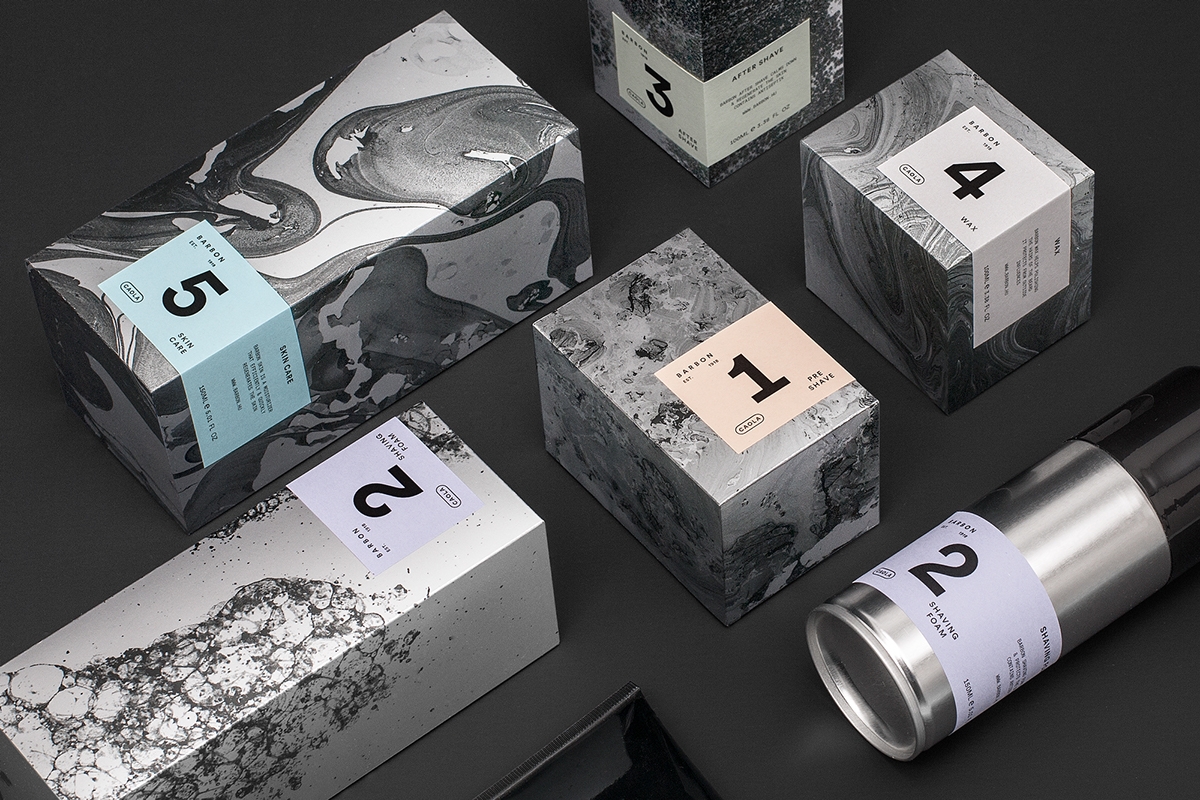 男士剃須系列產品包裝設計，包括全套的護膚化妝品