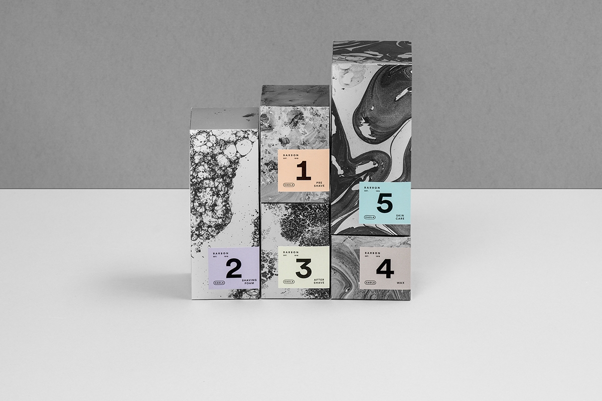 男士剃須系列產品包裝設計，包括全套的護膚化妝品