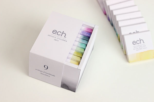 彩色之光， 生態手工巧克力食品包裝設計工程。