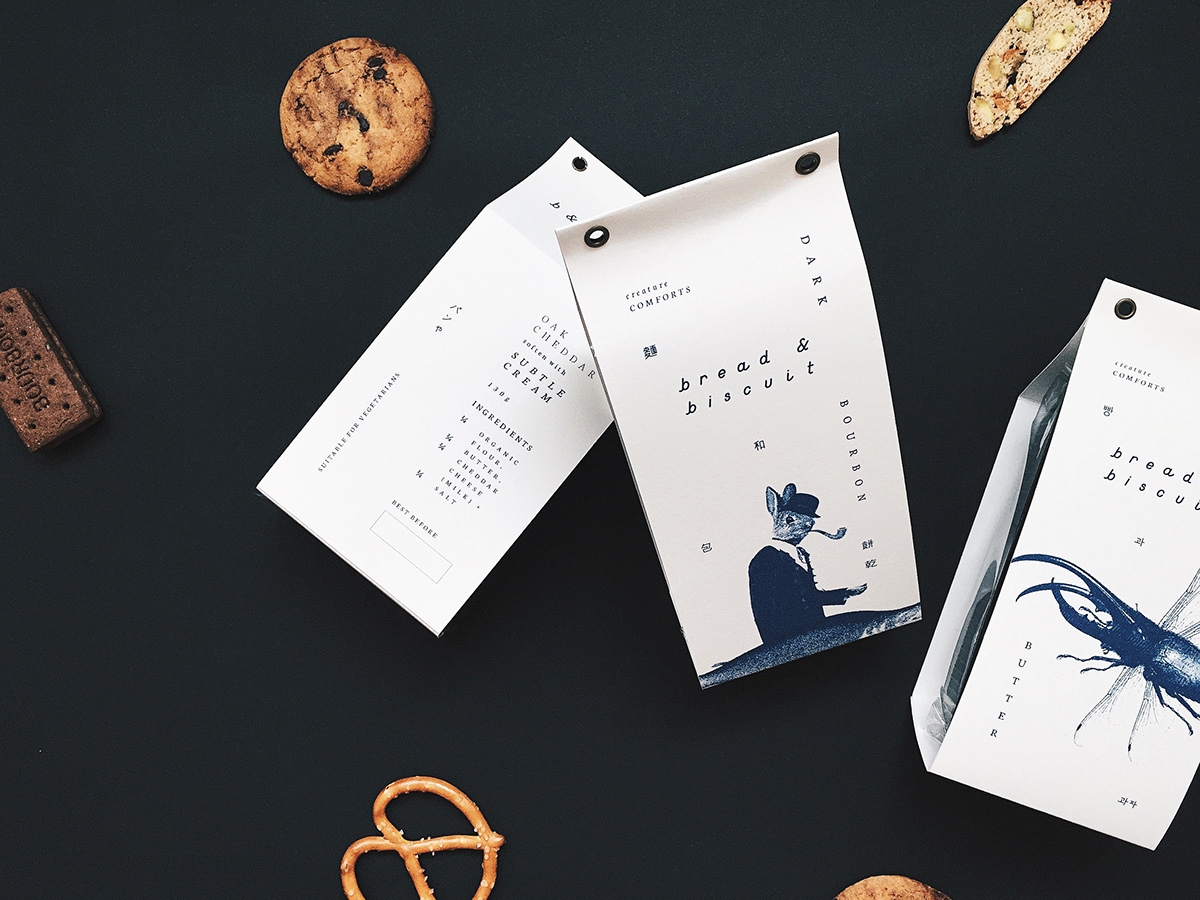 概念化早餐，面包與餅干食品飲料包裝設(shè)計(jì)